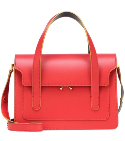 Marni Trunk Leather Tote In Red