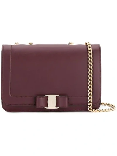 Ferragamo Vara Small Leather Shoulder Bag In Red