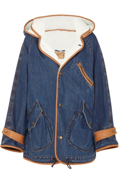 Mcq By Alexander Mcqueen Denim And Faux-shearling Jacket In Mid Denim
