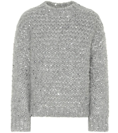 Brunello Cucinelli Sequined Mohair-blend Sweater In Grey