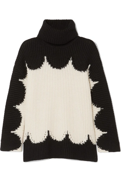 Valentino Oversized Wool Turtleneck Sweater In Black