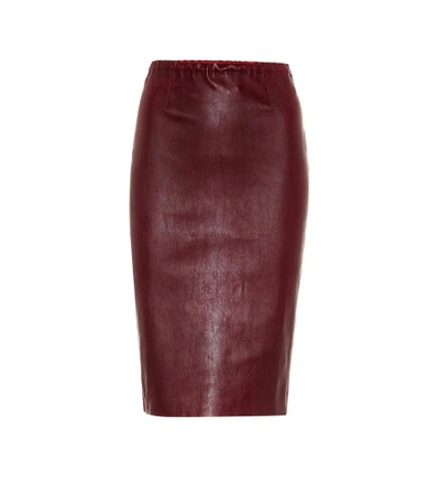 Stouls Gilda Leather Pencil Skirt In Brown