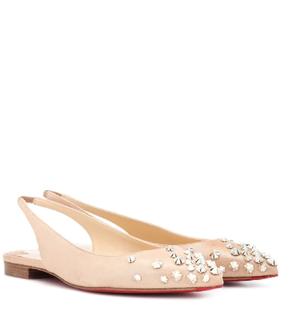 Christian Louboutin Drama Sling Suede Ballet Flats In Pink
