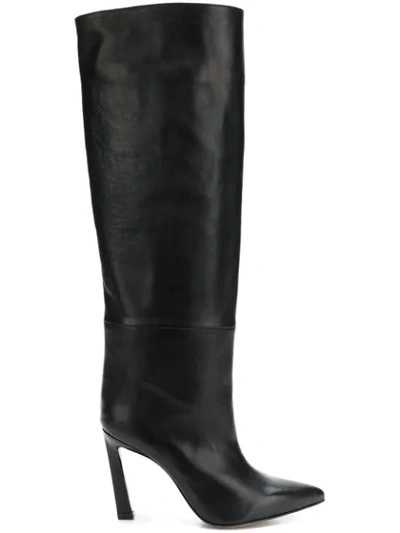 Stuart Weitzman Emiline Leather Knee Boots In Black