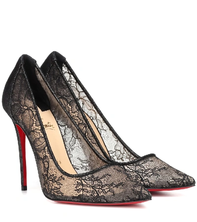 Christian Louboutin Follies Lace Red Sole Pumps In Black