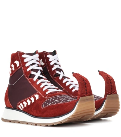 Loewe Suede Sneakers In Red