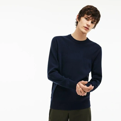 Lacoste Men's Crew Neck Technical Knit Sweater In Navy Blue