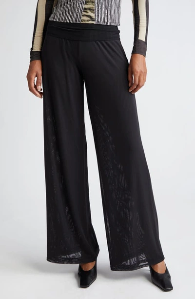 Miaou Tabby Straight Leg Mesh Pants In Black