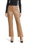 Halogen 5-pocket Faux Leather Pants In Deep Taupe