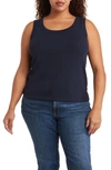 Nic + Zoe Perfect Rib Scoop Neck Knit Tank Top In Dark Indigo