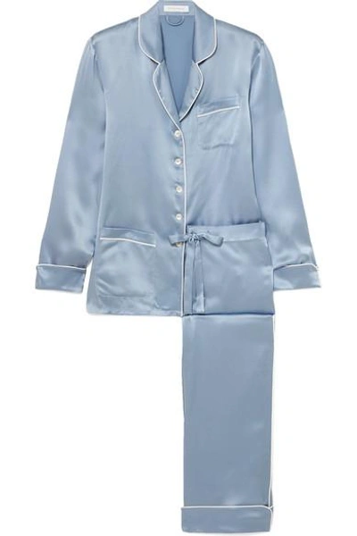 Olivia Von Halle Coco Silk-satin Pajama Set In Blue