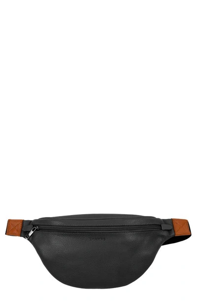 Champs Onyx Leather Waist Pack In Black