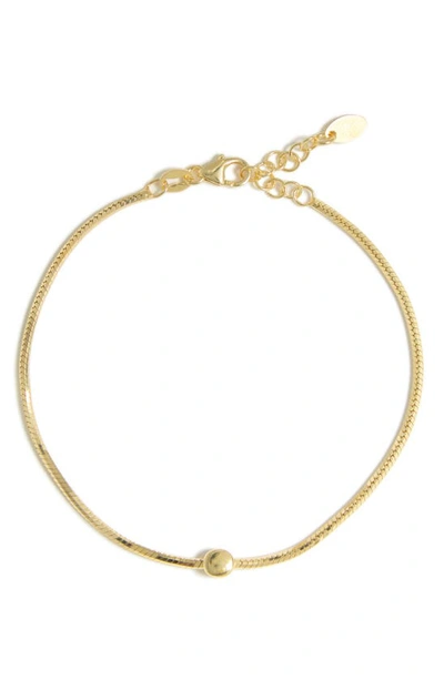 Argento Vivo Sterling Silver Circle Herringbone Chain Bracelet In Gold