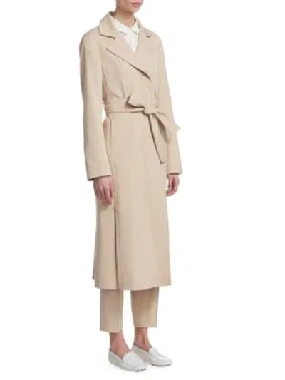 Akris Teri Gabardine Trench Coat In Sand