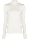 Akris Punto Women's Turtleneck Back Zip Top In Cream