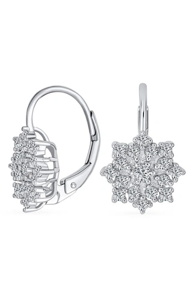 Bling Jewelry Snowflake Cz Earrings In Clear