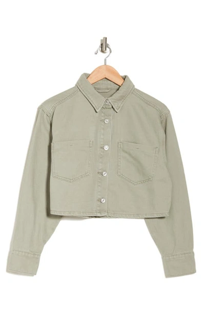 Dr2 By Daniel Rainn Crop Denim Jacket In Washed Green