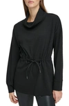 Andrew Marc Sport Textured Cowl Neck Tunic In Black