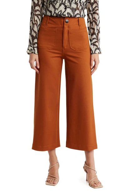 T Tahari Crop Wide Leg Pants In Rust Argan Oil
