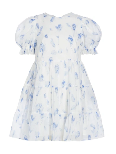 As It May Women's Alberta Babydoll Minidress In White Blue
