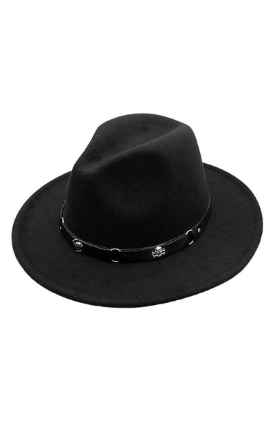 Peter Grimm Skull Band Felt Panama Hat In Black