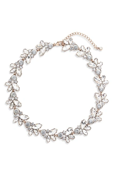 Knotty Crystal Statement Collar Necklace In Crystal/ Gold