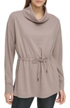 Andrew Marc Sport Textured Cowl Neck Tunic In Taupe
