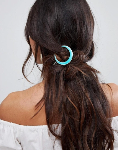 Orelia Turqouise Cresent Hair Clip - Blue