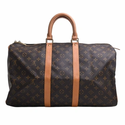 Pre-owned Louis Vuitton Keepall 50 Canvas Travel Bag () In Brown