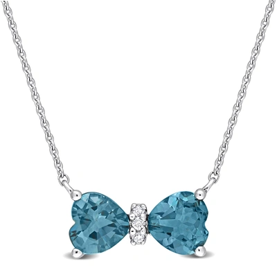Mimi & Max 1ct Tgw London Blue Topaz And Diamond Accent Necklace In 10k White Gold