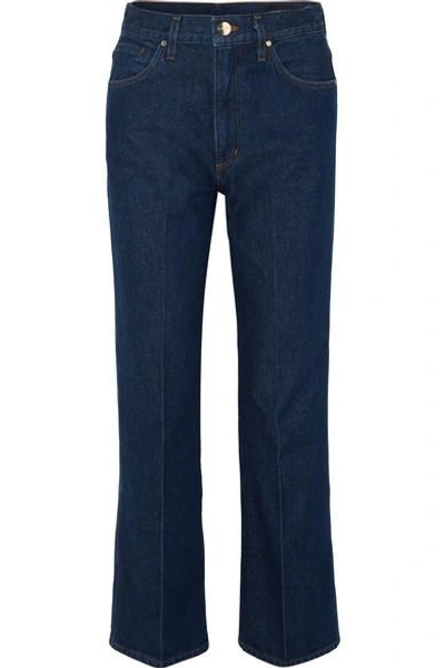 Goldsign The Low Slung Cropped Mid-rise Straight-leg Jeans In Dark Denim