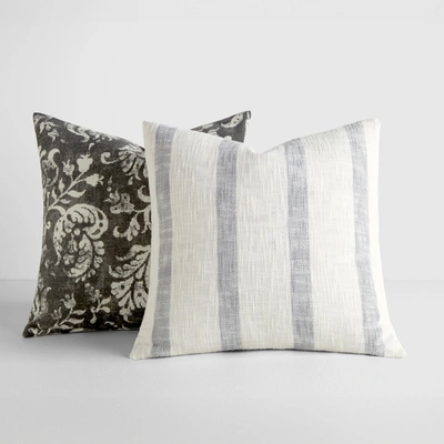 Ienjoy Home 2-pack Yarn-dyed Patterns Decor Throw Pillows In Yarn-dyed Awning Stripe / Distressed Floral