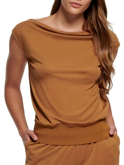 Calvin Klein Womens Modal Blend Drape Front Blouse In Multi