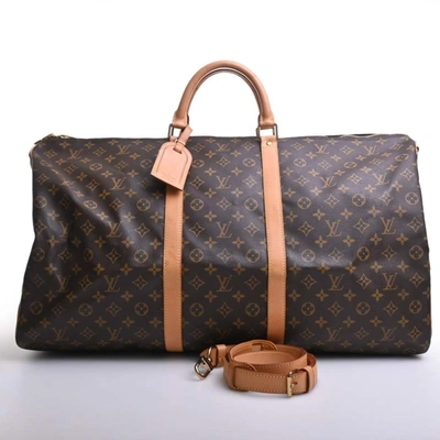 Pre-owned Louis Vuitton Keepall 55 Canvas Travel Bag () In Brown