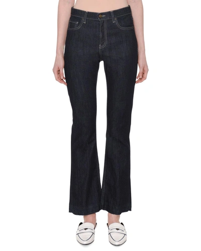 Tomas Maier Flared-leg Cropped Denim Pants, Blue