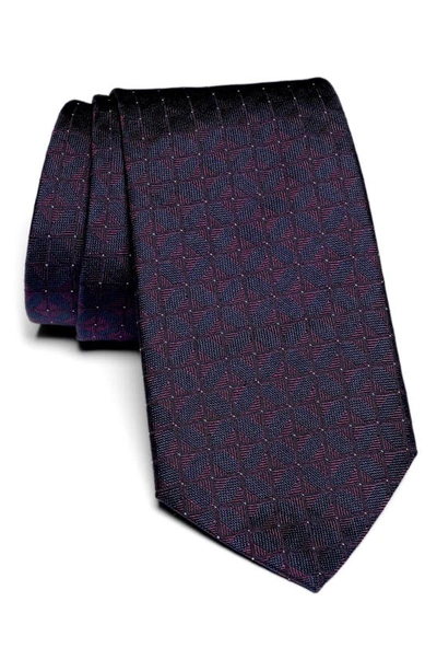 Jack Victor Gordon Geometric Jacquard Silk Tie In Burgundy