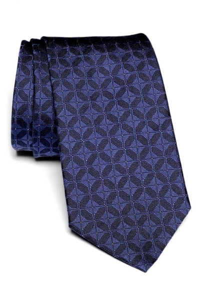 Jack Victor Gordon Geometric Jacquard Silk Tie In Navy