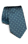 Jack Victor Gordon Geometric Jacquard Silk Tie In Teal