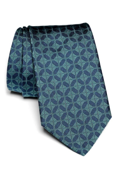 Jack Victor Gordon Geometric Jacquard Silk Tie In Teal