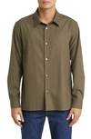 Frame Brushed Flannel Button-up Shirt In Dark Olive