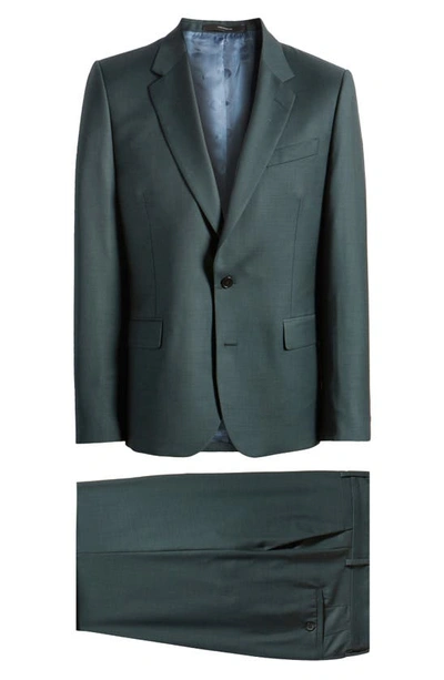 Paul Smith Tailored Fit Solid Green Wool Suit In Petrol Green