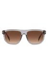 David Beckham Eyewear 56mm Square Sunglasses In Grey/ Brown Gradient