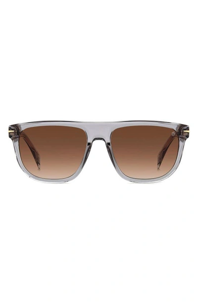 David Beckham Eyewear 56mm Square Sunglasses In Grey/ Brown Gradient