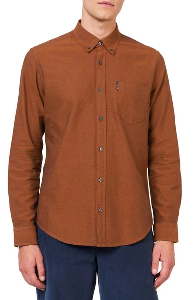 Ben Sherman Signature Organic Cotton Button-down Oxford Shirt In Burnt Orange