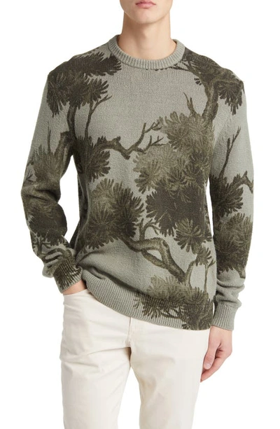 Ted Baker Merson Textured Tree Print Crewneck Sweater In Pale Green