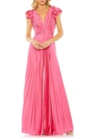 Mac Duggal Women's Pleated Lace-up Jumpsuit In Candy Pink