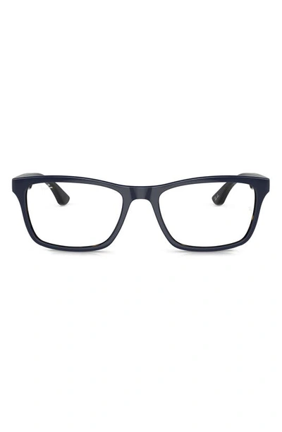 Ray Ban Unisex 49mm Rectangle Optical Glasses In Blue / Havana