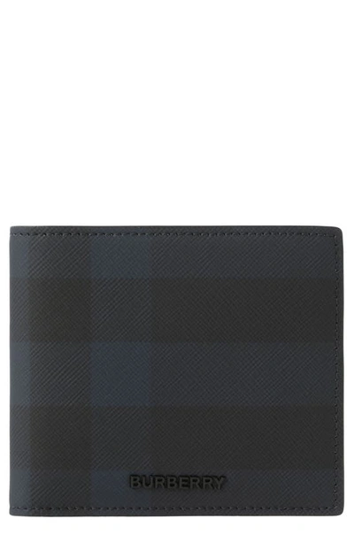 Burberry Check Coated Canvas Bifold Wallet In Navy
