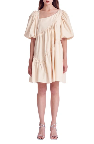 English Factory Asymmetric Poplin Tiered Dress In Cream