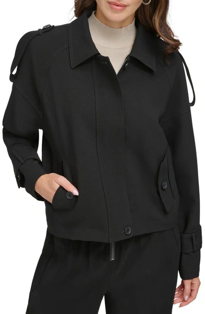 Dkny Crop Trench Jacket In Black